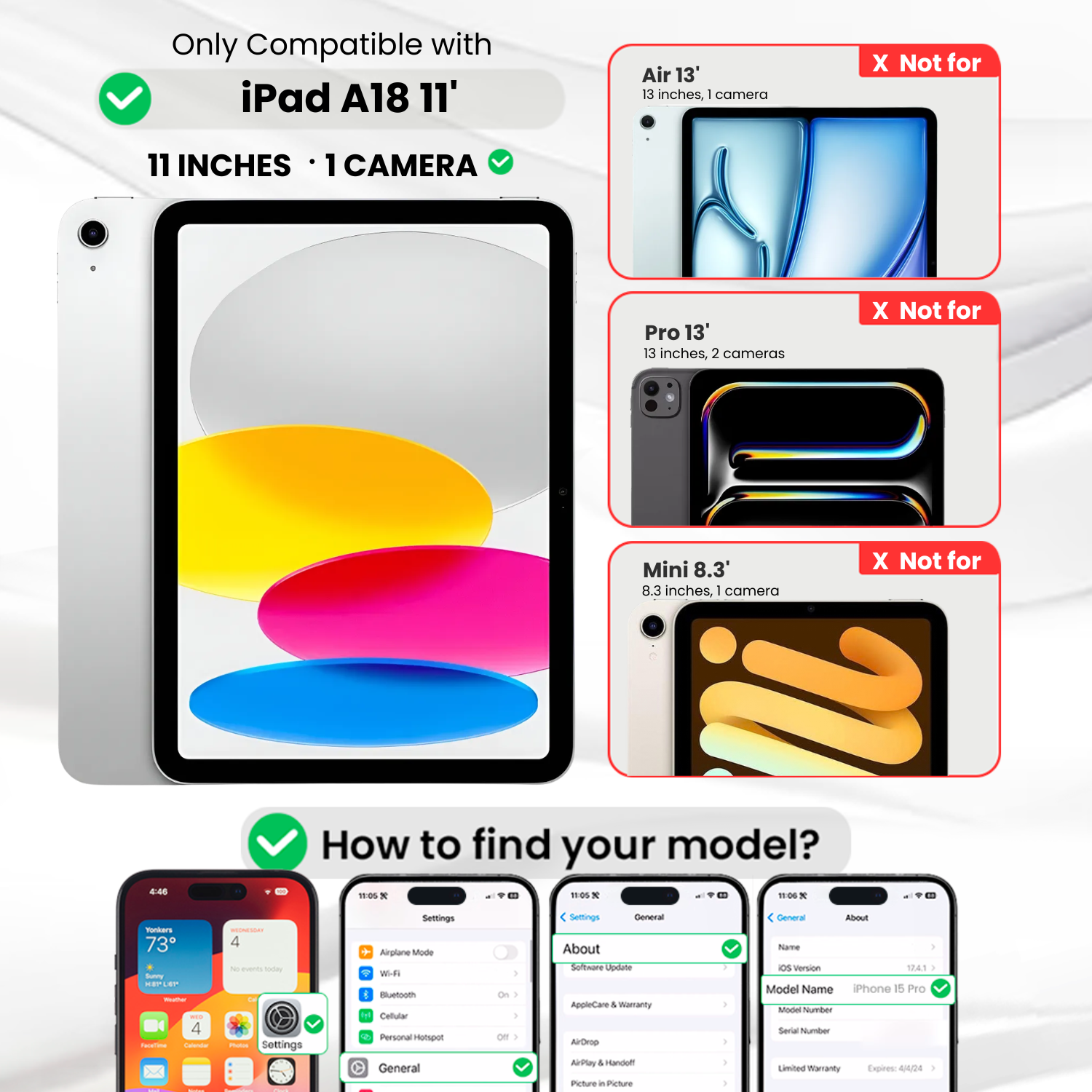 Entronix Clear Screen Protector Compatible with iPad A18 11" (12th Gen, 2026) - 3-Piece Combo ENTRONIX
