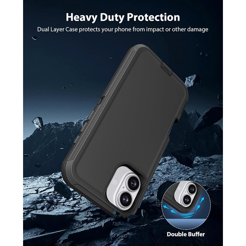 Entronix Bundle Compatible with iPhone 16 - Heavy Duty Case & 2 Clear Screen Protectors