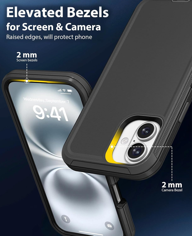 Entronix Bundle Compatible with iPhone 17 - Heavy Duty Case & 2 Clear Screen Protectors