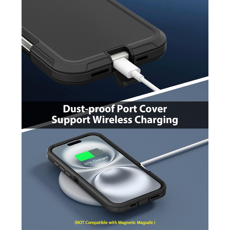 Entronix Bundle Compatible with iPhone 16 - Heavy Duty Case & 2 Clear Screen Protectors