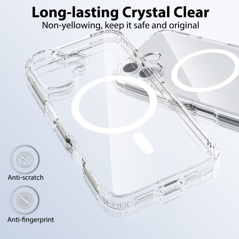 Entronix [Magnetic] Case Compatible with iPhone 17 - [Hard Back] Slim Clear