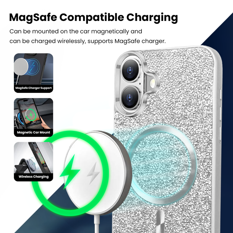 Entronix [Magnetic] Case Compatible with iPhone 17 - Rhinestone-Covered Back