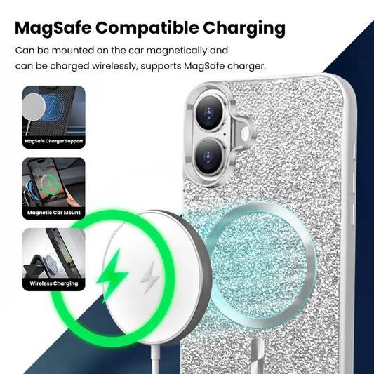Entronix [Magnetic] Case Compatible with iPhone 17 - Rhinestone-Covered Back - Entronix