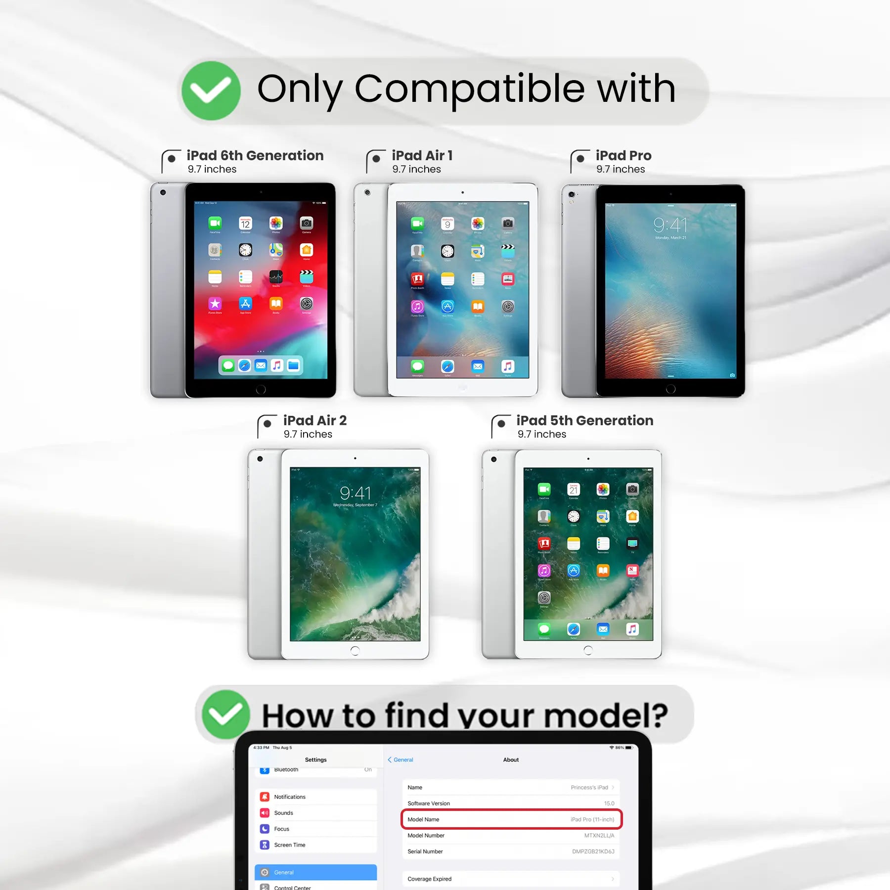 Entronix Clear Screen Protector Compatible with iPad Air 9.7" (2/1st Gen) - 3-Piece Combo