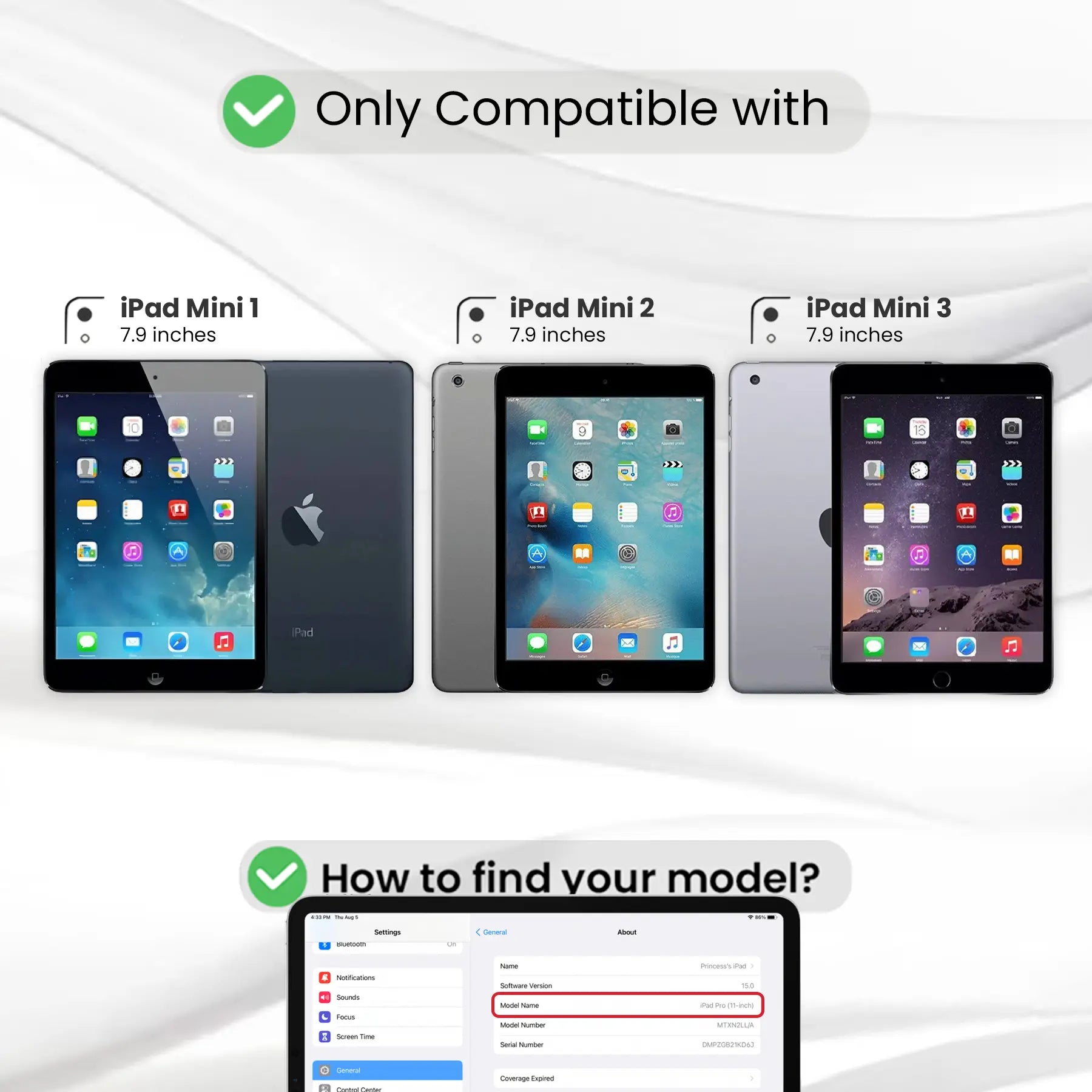 Entronix Clear Screen Protector Compatible with iPad Mini 7.9" (3/2/1st Gen) - 3-Piece Combo