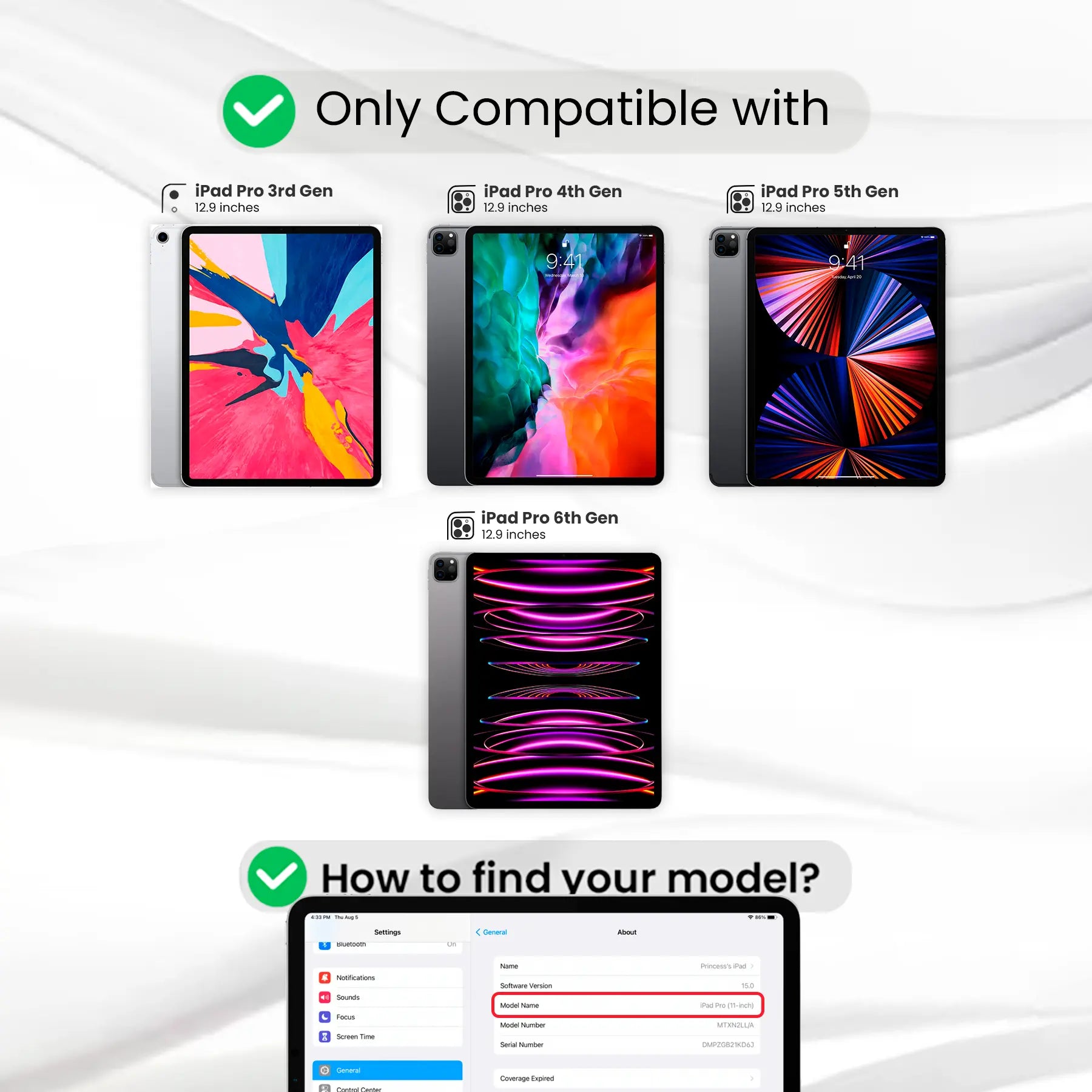 Entronix Clear Screen Protector Compatible with iPad Pro 12.9" (6/5/4/3rd Gen) - 2-Piece Combo