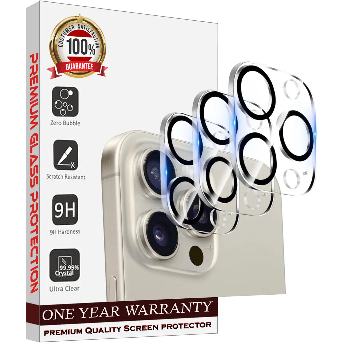 Entronix 3-Pack for Apple iPhone 14 Pro Max, Clear Camera Lens Protector, Easy Installation - Entro Retail
