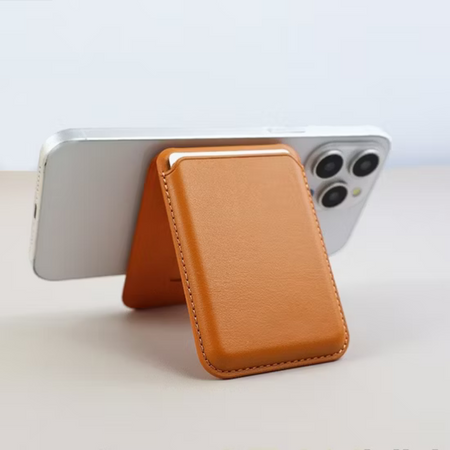 Entronix Leather Magnetic Wallet Attachment for MagSafe & Magnetic Phone Cases – Slim Card Holder Phone Accessory - Entronix