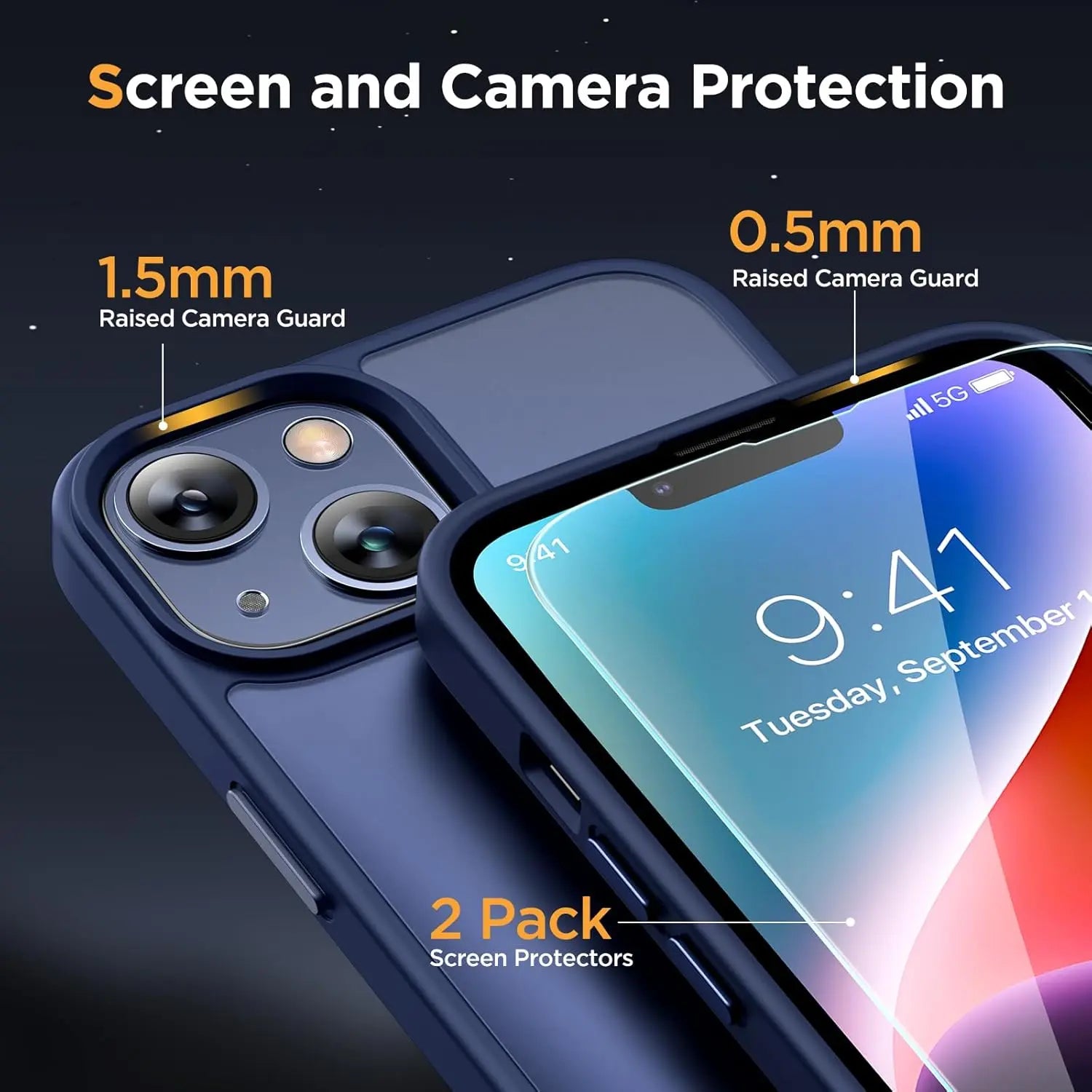 Entronix Apple iPhone 13 Pro [Magnetic-Compatible] Clear Case & 2 Tempered Glass Screen Protectors - Entronix