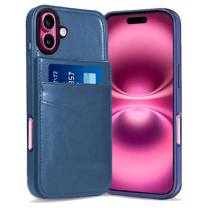 Entronix Wallet Case for Apple iPhone 16 Plus Leather Wallet Card Holder Case, Built In Kickstand with 6 Card Slots Holder - Entro Retail