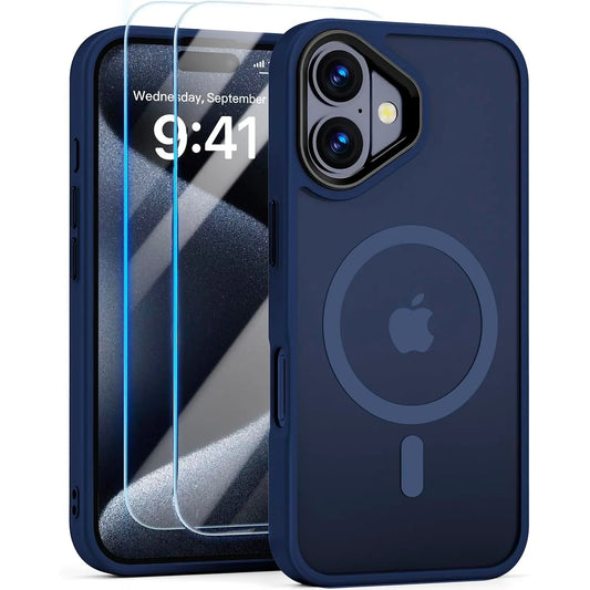 Entronix Apple iPhone 16 Plus [Magnetic-Compatible] Clear Case & 2 Tempered Glass Screen Protectors - Entronix