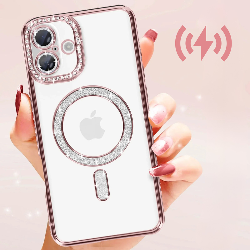 Entronix [Magnetic] Case Compatible with iPhone 17 - [Clear Back] Luxury Diamonds - Entronix