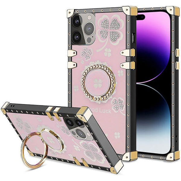 Entronix Cute Luxury Lucky Ring Case for Apple iPhone 16 Pro Max Case for Women Girls Built with Kickstand, Cute Love Soft TPU Back Cover - Entro Retail
