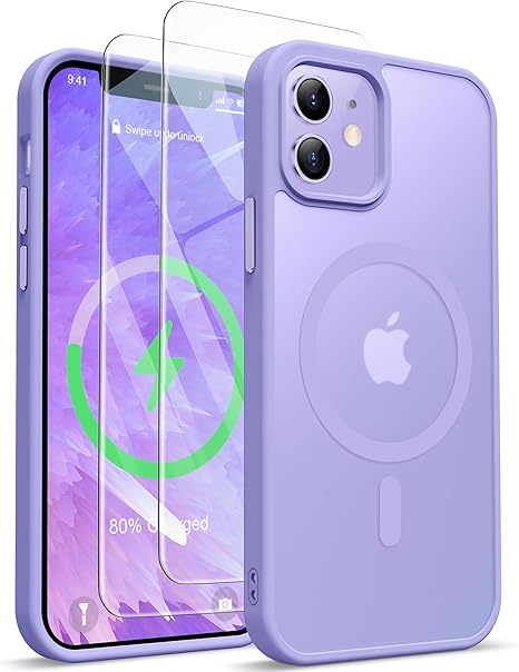 Entronix Apple iPhone 12 [Magnetic-Compatible] Clear Case & 2 Tempered Glass Screen Protectors - Entronix