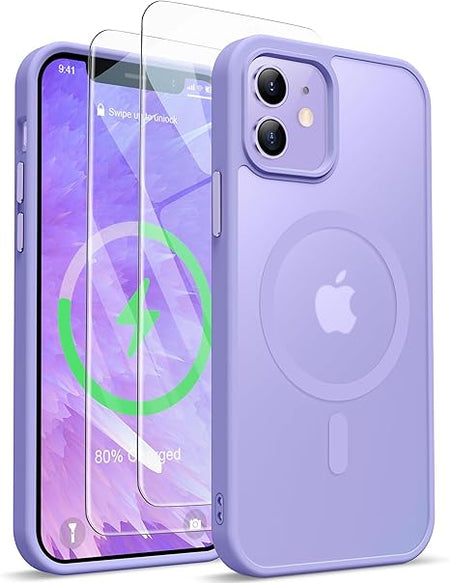 Entronix Apple iPhone 12 [Magnetic-Compatible] Clear Case & 2 Tempered Glass Screen Protectors - Entronix