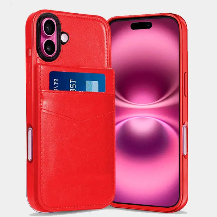 Entronix Wallet Case for Apple iPhone 16 Plus Leather Wallet Card Holder Case, Built In Kickstand with 6 Card Slots Holder - Entro Retail