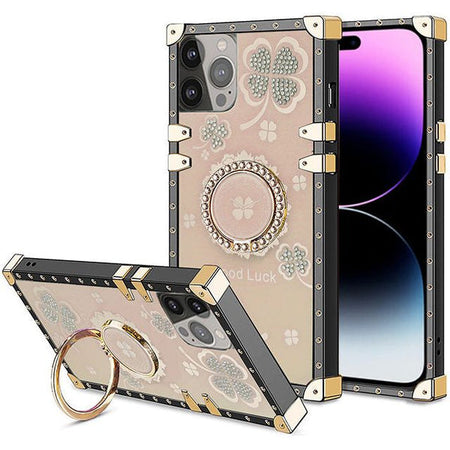 Entronix Cute Luxury Lucky Ring Case for Apple iPhone 16 Pro Max Case for Women Girls Built with Kickstand, Cute Love Soft TPU Back Cover - Entro Retail