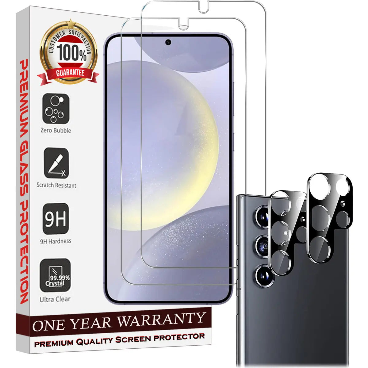 Entronix Case Screen Protector Bundle with Camera Cover for Samsung Galaxy S24 Ultra Clear Built Anti Scratch, Bubble Free Easy Install,2 PACK - Entro Retail