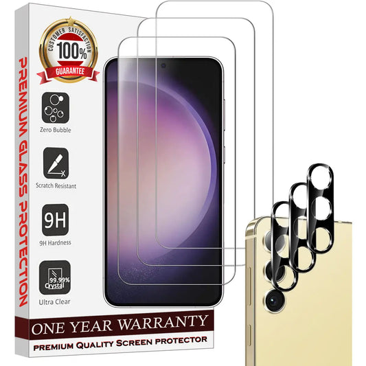 Entronix Case Screen Protector Bundle with Camera Cover for Samsung Galaxy S23 Plus Clear Built Anti Scratch, Bubble Free Easy Install, 3 PACK - Entro Retail