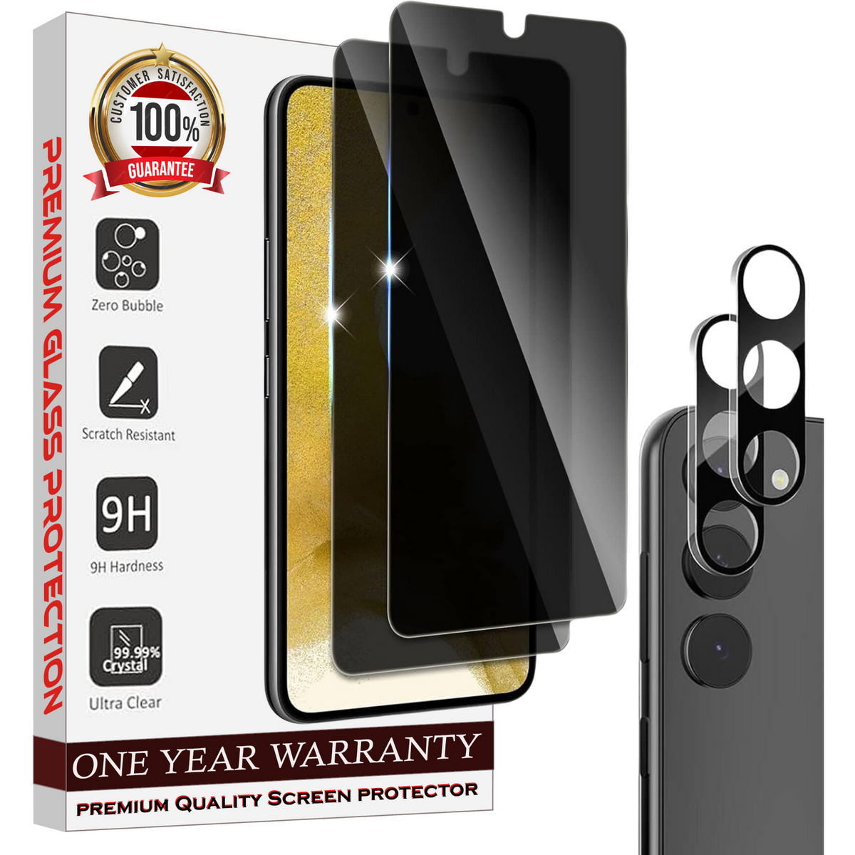 Entronix Case Privacy Screen Protector for Samsung Galaxy S24 Plus with Camera Lens [2+2], Anti-Spy Tempered Film - Entro Retail