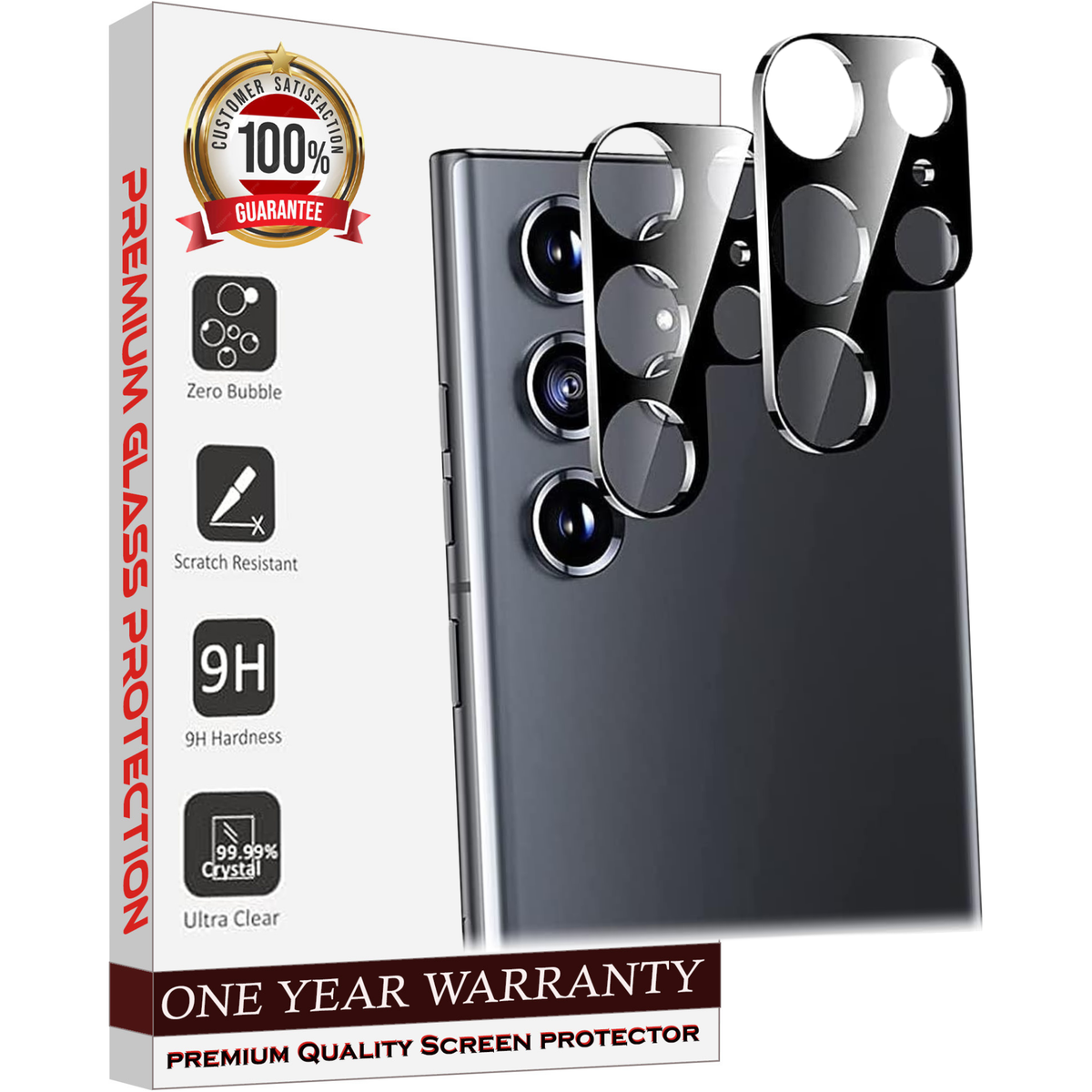 Entronix 2-Pack for Samsung Galaxy S22 Ultra, Clear Camera Lens Protector, Easy Installation - Entro Retail