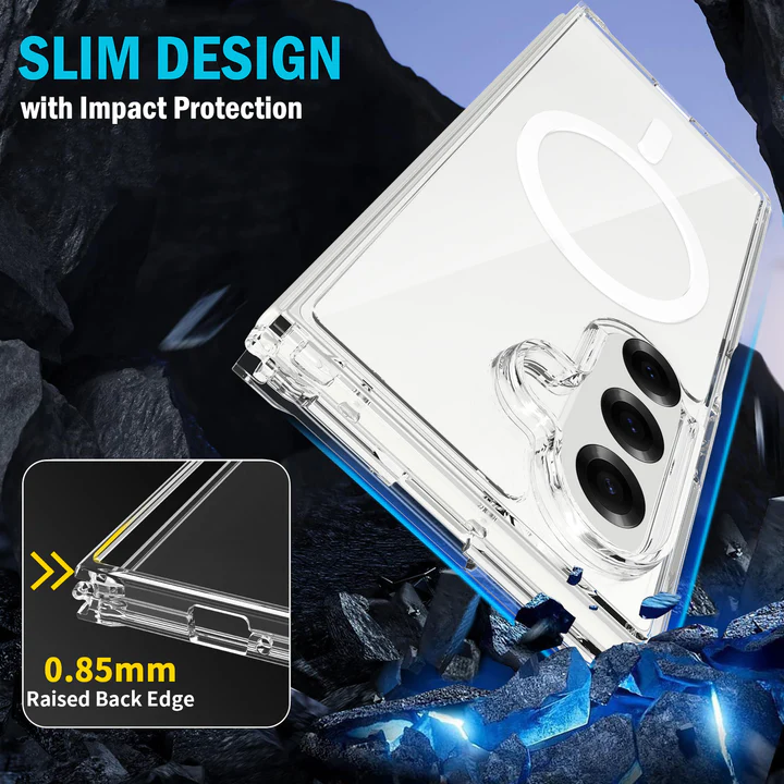 Entronix [Magnetic] Case Compatible with Galaxy Z Fold 7 - [Hard Back] Slim Clear - Entronix